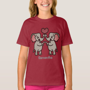 Glada minimalistiska elefanter med ett hjärta   Kä T Shirt