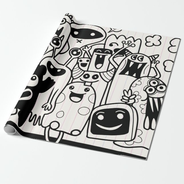 GLADA MONSTER Presentpapper (Utrullad)