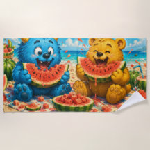 Glada monster-vänner Watermelon Beach Picknick