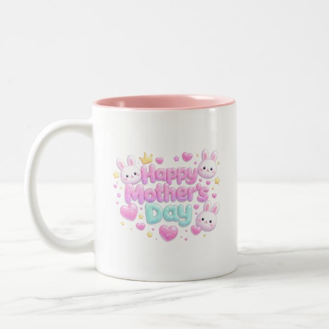 Glada mors dag - Bubble Bunny-mugg Två-Tonad Mugg (Vänster)
