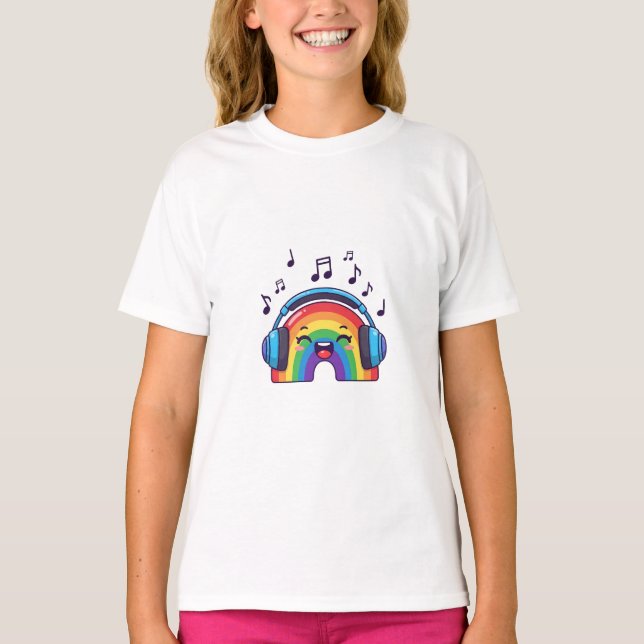 Glada Musikaliska Regnbarns Barn T Shirt (Framsida)