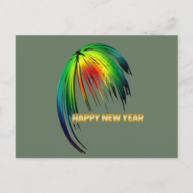 Glada Nyårsraketer Vykort (Framsida)