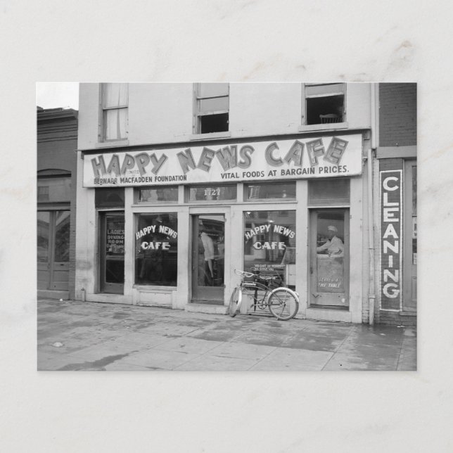 Glada Nyheter Café, 1938 Vykort (Framsida)