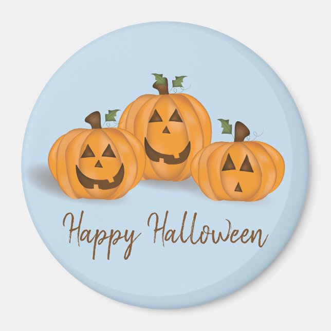 Glada och leende Jack O Lanterns Magnet (Framsidan)