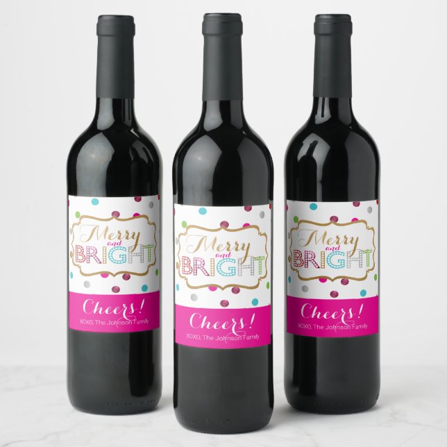 Glada och ljusa firande-vin etiketter (Flaskor)