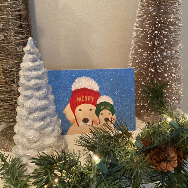 Glada och ljusa hundar julkort helgkort (Skapare uppladdad)