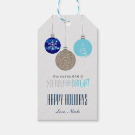 Glada och ljusa ornament Häng julklappsmärke Presentetikett