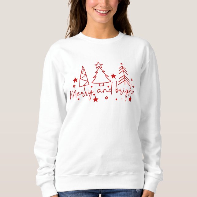 Glada och ljusa röda julgranar t shirt (Framsida)