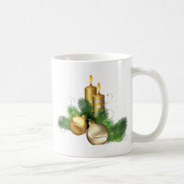 Glada och ljusa stearinljus kaffemugg