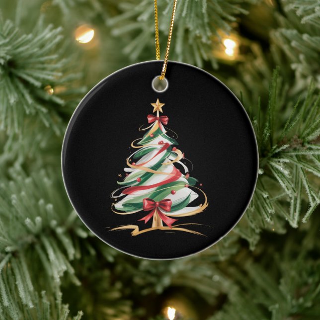 Glada och ljusa träd jul firande vinter  julgransprydnad keramik (Träd)