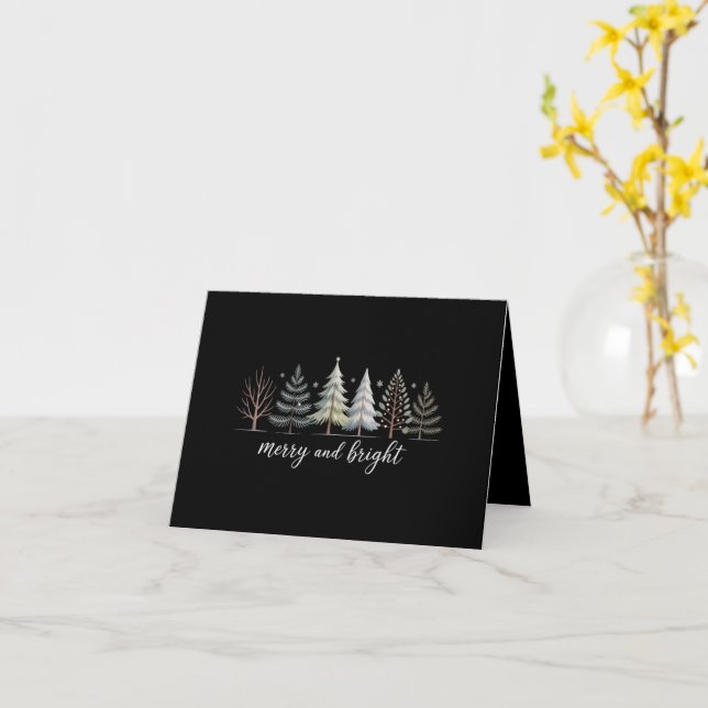 Glada och ljusa träd jul firande vinter kort (Gul blomma)