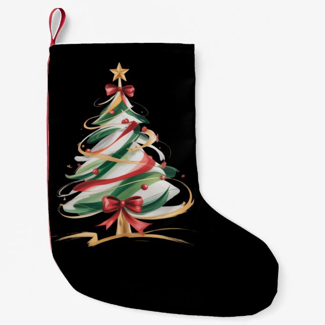 Glada och ljusa träd jul firande vinter  liten julstrumpa (Framsidan)
