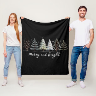 Glada och ljusa träd jul högtid vinter fleecefilt