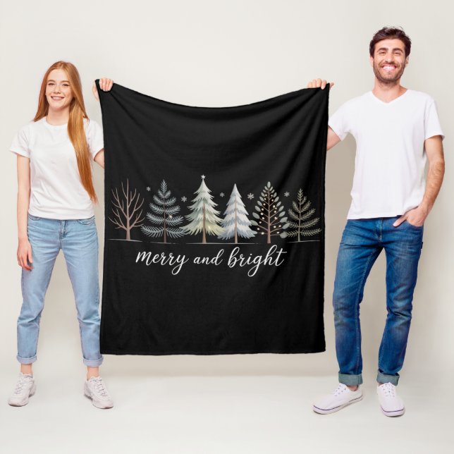 Glada och ljusa träd jul högtid vinter fleecefilt (På plats)