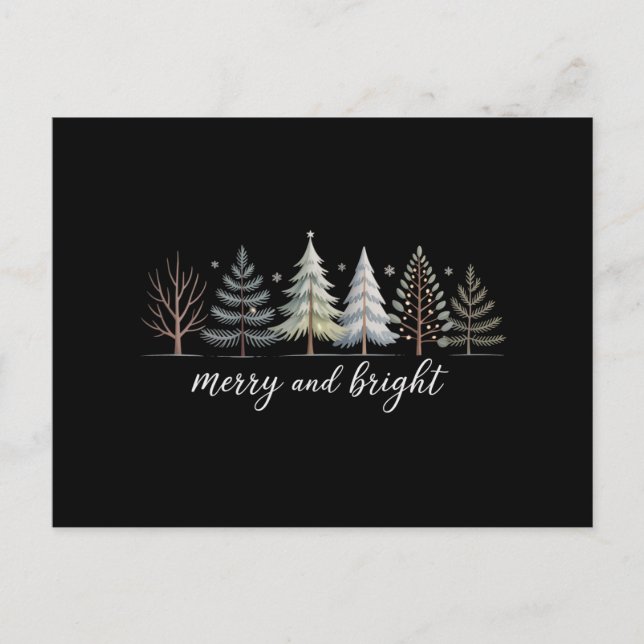 Glada och ljusa träd jul högtid vinter helg vykort (Framsida)