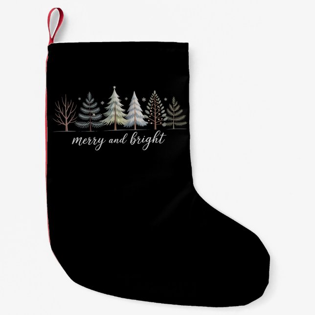 Glada och ljusa träd jul högtid vinter liten julstrumpa (Framsidan)