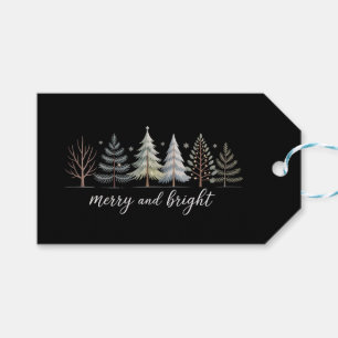 Glada och ljusa träd jul högtid vinter presentetikett