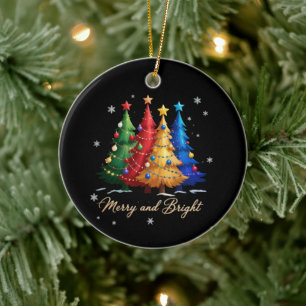 Glada och ljusa träd Julpresent Cutt Julgransprydnad Keramik