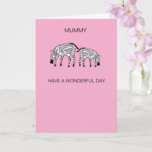 Glada och söta Kenya Zebror Mamma Kort (Orkide)