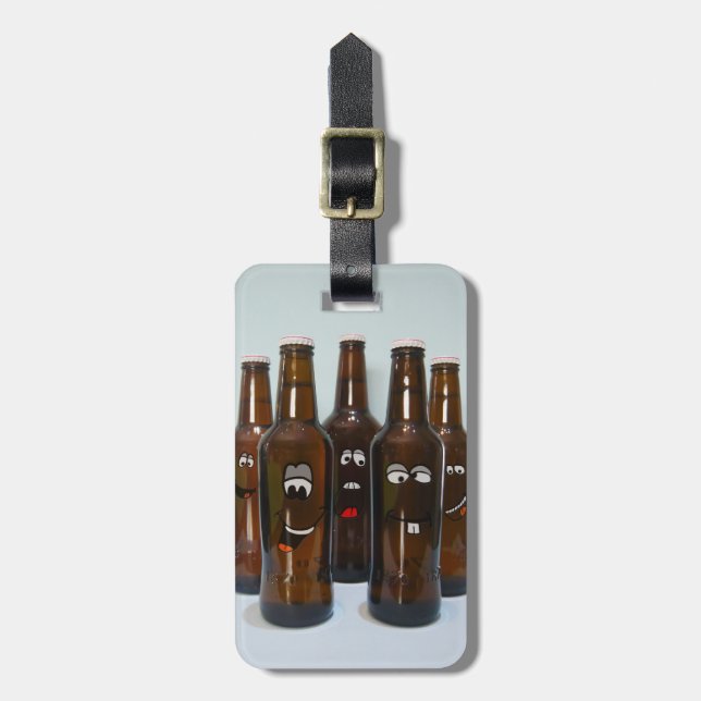 Glada ölbottar bagagetikett bagagebricka (Vertikal Framsida)