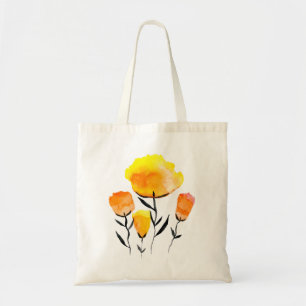 Glada orange och gula blommor tygkasse