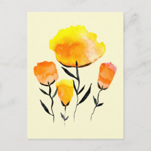 Glada orange och gula blommor vykort