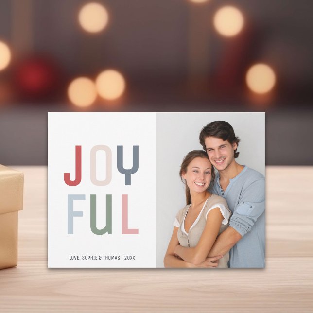 Glada Par Foto Jul Julkort (Joyful Couple Photo Christmas Holiday Card)