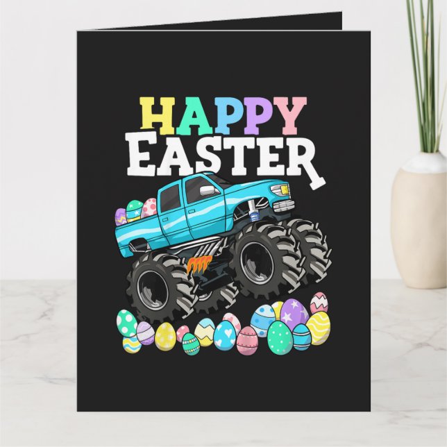 Glada påsk Monstertruck påskägg Tack Kort (Framsida)