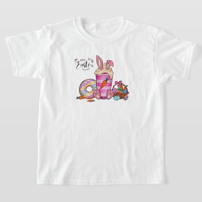 Glada Påsk T-Shirt för Barn (Laydown)