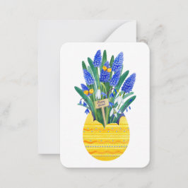 Glada påskägg & Blå druvblom Muscari-blommor Anteckningskort