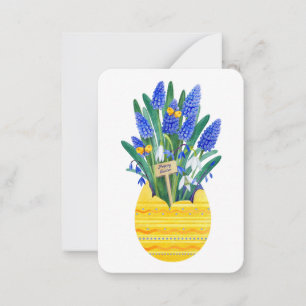 Glada påskägg & Blå druvblom Muscari-blommor Anteckningskort
