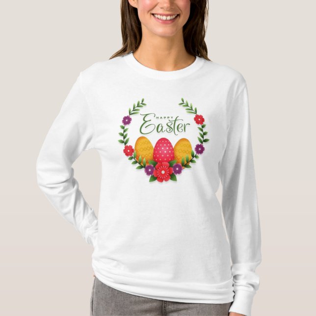 Glada påskägg Blommor-23798 T Shirt (Framsida)