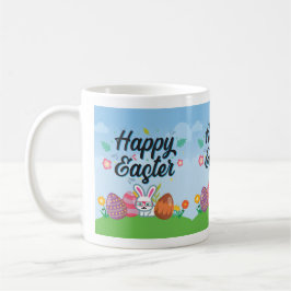 Glada påskägg Kanin & Blommor Kaffemugg