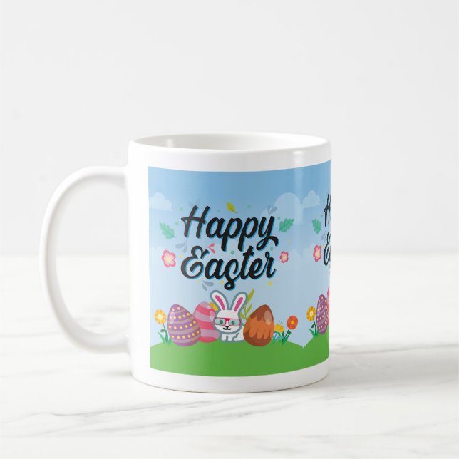 Glada påskägg Kanin & Blommor Kaffemugg (Vänster)