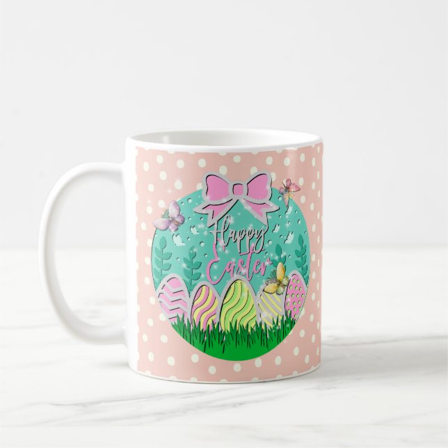 Glada påskägg och fjärilar kaffemugg (Vänster)