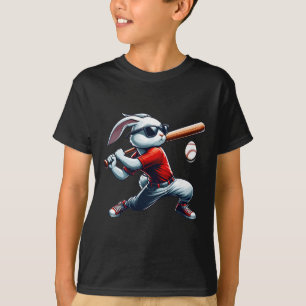 Glada Påskharen Pojkar Barn Leker Baseboll Öst T Shirt