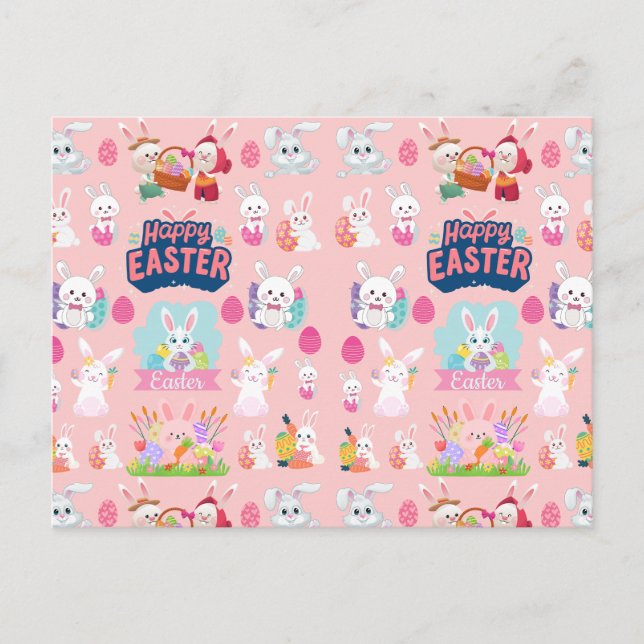 Glada påskönskningar - Mönster Rolig påskkanin  Helg Vykort (Framsida)