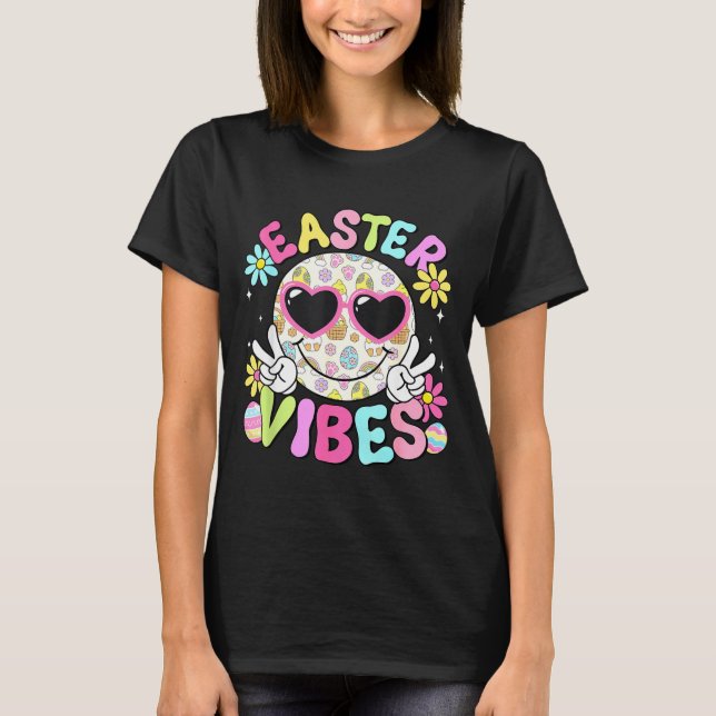 Glada påskvibbar Söt kanin Bubbelgummi Fa T Shirt (Framsida)