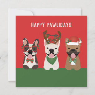 Glada Pawlidays Franska Bulldoggar Julkort