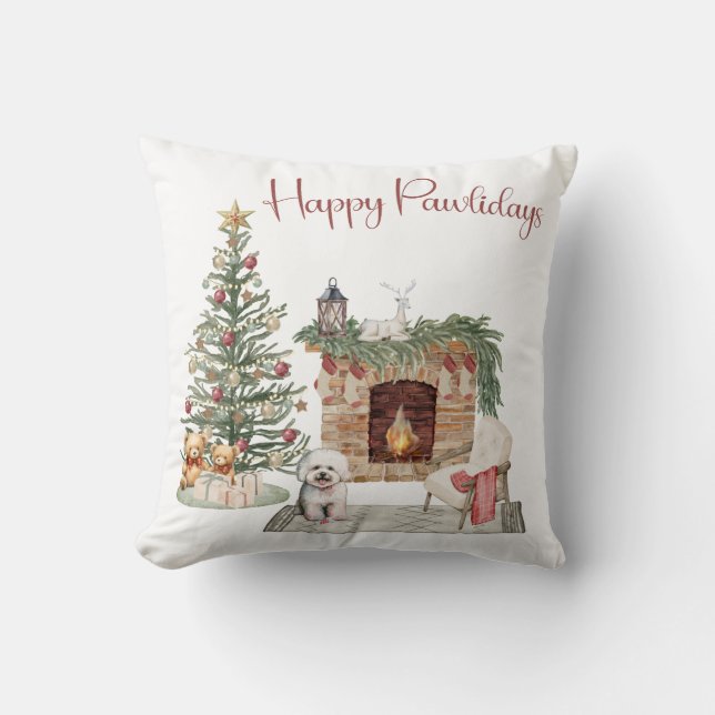 Glada Pawlidays Hund Design- Bichon Frise Kudde (Framsida)