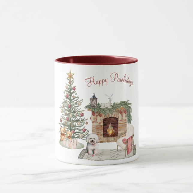 Glada Pawlidays Hund Design- Bichon Frise Mugg (Center)