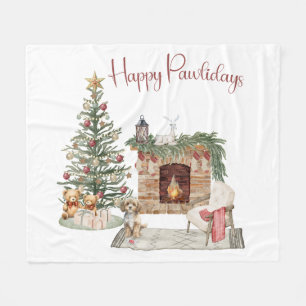 Glada Pawlidays Hund Design- Cavapoo Fleecefilt