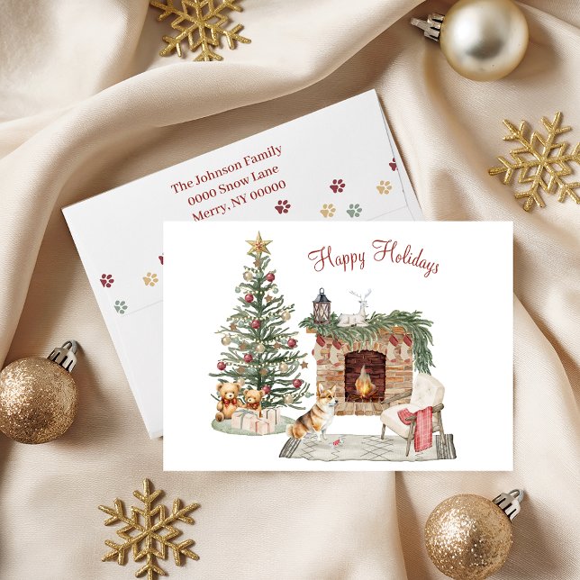 Glada Pawlidays Hund Design- Corgi Helgkort (Skapare uppladdad)