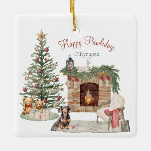 Glada Pawlidays Hund Design- Dachshund Julgransprydnad Keramik