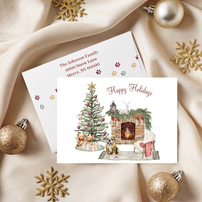 Glada Pawlidays Hund Design- Engelsk Bulldog Helgkort (Skapare uppladdad)