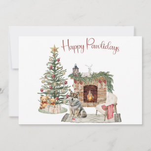 Glada Pawlidays Hund Design- Husky Julkort