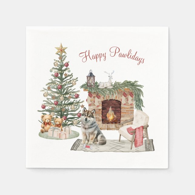 Glada Pawlidays Hund Design- Husky Pappersservett (Framsidan)