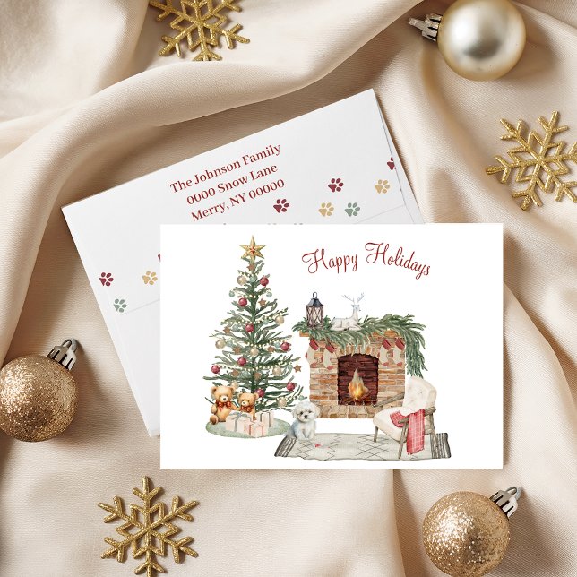 Glada Pawlidays Hund Design- Malteser Helgkort (Skapare uppladdad)