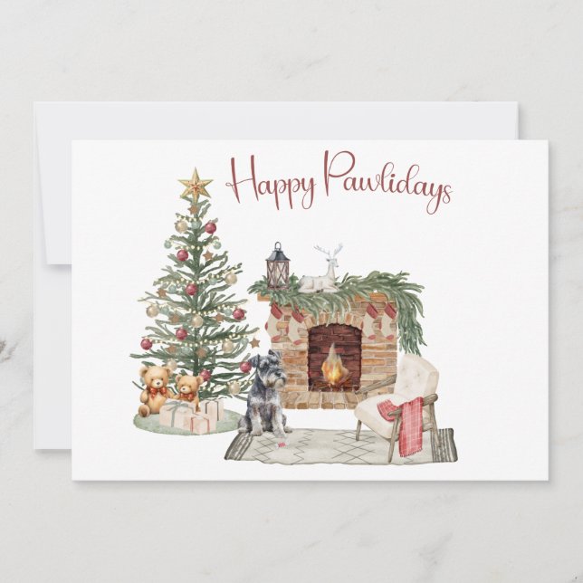 Glada Pawlidays Hund Design - Miniature Schnauzer Julkort (Framsida)