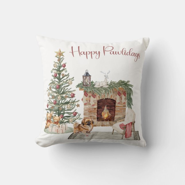 Glada Pawlidays Hund Design- Pekingese Kudde (Framsida)